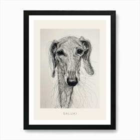 Saluki Dog Line Sketch 2 Poster Art Print