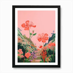 Boho Wildflower Painting Wild Geranium 1 Art Print