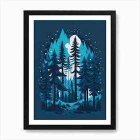 A Pine Forest Landscape Centered Magic T Shirt Design Vibrant Pale Blue Colors Dark Background Dark Magic Splash Dark Ghotic T Shirt Desig 19 2023102210349146 Hlxn Rje9 Art Print