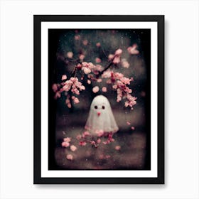 Bedsheet Ghost And Cherry Trees Art Print