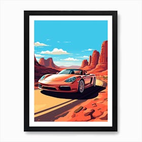 A Porsche Carrera Gt In The Andean Crossing Patagonia Illustration 1 Art Print