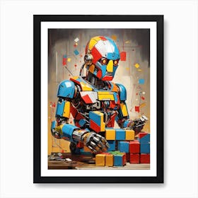 Rubik S Cube Robot Art Print