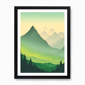 Misty Mountains Vertical Composition In Green Tone 71 Art Print