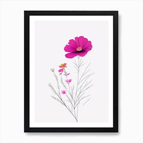 Cosmos Floral Minimal Line Drawing 1 Flower Art Print