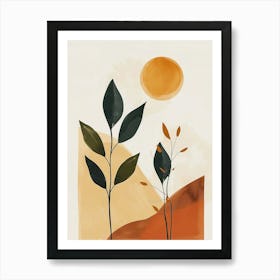 Abstract Painting sun and plant Art Print