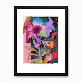 Aster 7 Neon Flower Collage Poster Art Print