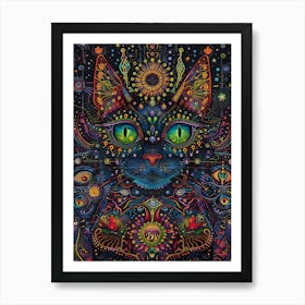 Psychedelic Cat 10 Art Print
