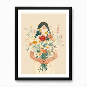 Spring Girl With Wild Flowers 7 Art Print