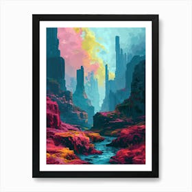Cityscape Painting | Pixel Art Series Art Print