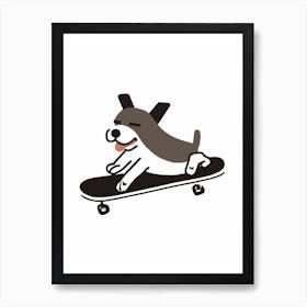 Brown Dog On A Skateboard Art Print