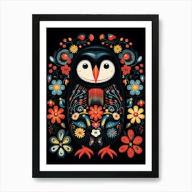 Folk Bird Illustration Penguin 4 Art Print