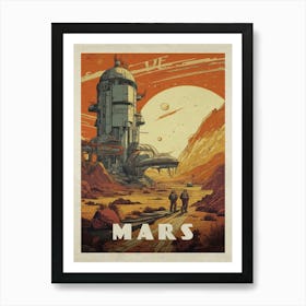 Mars, colony, astronaut — Vintage space poster, retro space art, retrofuturism, retro sci-fi 3 Póster