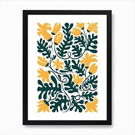 Yellow And Green Leaves Botanical Boho Poster