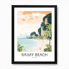 Railay Beach, Thailand Maximalist Travel Poster Vibrant Colour Art Print