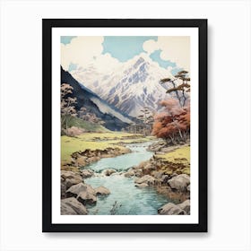 Kamikochi In Nagano, Ukiyo E Drawing 3 Art Print