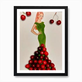 Lady In A Cherry Dress Art Print