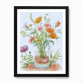 Flowers In A Pitcher 1 Art Print