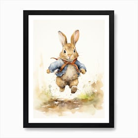 Bunny Dancing Rabbit Prints Watercolour 1 Art Print