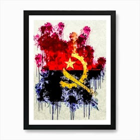 Flag Of Angola Country Art Print