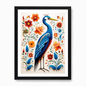 Scandinavian Bird Illustration Great Blue Heron 3 Art Print