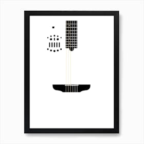 Black and White Minimalist Acoustic Guitar Illustration Art Print