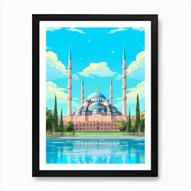 Blue Mosque Sultan Ahmed Mosque Pixel Art 7 Art Print