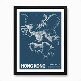 Hong Kong Blueprint City Map 1 Art Print