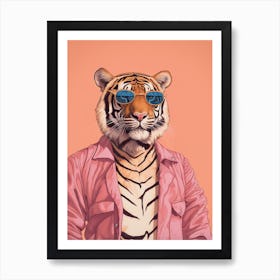 Tiger Illustrations Wearing A Beach Suit 3 Art Print