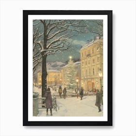 Vintage Winter Illustration Vienna Austria 2 Art Print