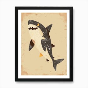 Cute Beige Tones Shark 1 Art Print