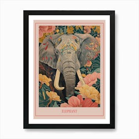 Floral Animal Painting Elephant 1 Poster Art Print