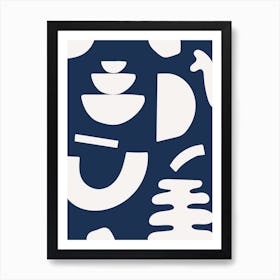 Abstract Shapes - Navy Blue Art Print