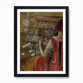 Living Room Wall Art, Cellist with her Audience Art Print