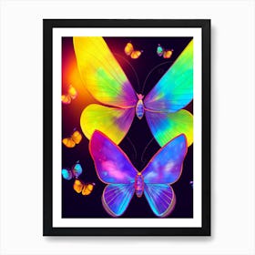 Neon Butterflies Art Print