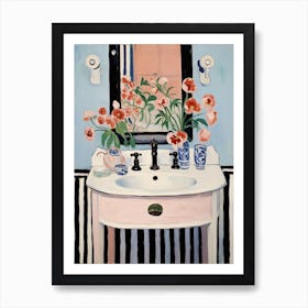 Bathroom Vanity Painting With A Anemone Bouquet 4 Art Print