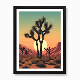  Retro Illustration Of A Joshua Trees At Dusk In Desert 1 Art Print