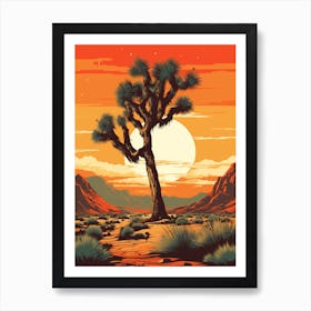  Retro Illustration Of A Joshua Tree At Dusk 8 Art Print