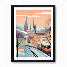 Vintage Winter Travel Illustration Zurich Switzerland 4 Art Print