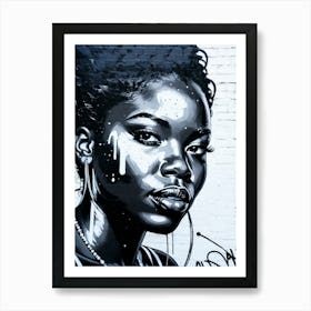 Graffiti Mural Of Beautiful Black Woman 237 Art Print