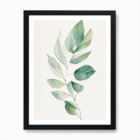 Myrtle Leaf Minimalist Watercolour Art Print