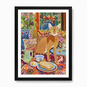 Tea Time With A Oriental Shorthair Cat 4 Art Print