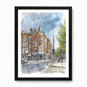 Lambeth London Borough   Street Watercolour 1 Art Print