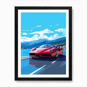 A Ferrari Enzo Car In The Lake Como Italy Illustration 3 Art Print