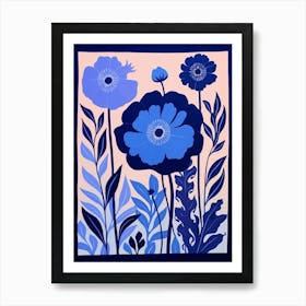 Blue Flower Illustration Cornflower 2 Art Print