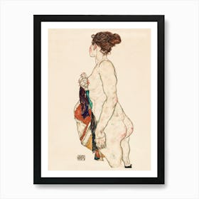 Standing Nude Woman With A Patterned Robe (1917), Egon Schiele Art Print