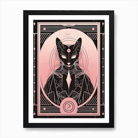 The High Priestess Tarot Card, Black Cat In Pink 2 Art Print