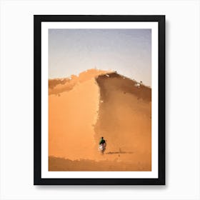 Lonely Traveler And Desert Oil Painting Landscape Art Print