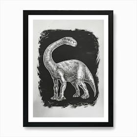 Therizinosaurus Dinosaur Black Paint Illustration Art Print