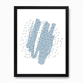 Blue Scribble with Polka Dots Art Print