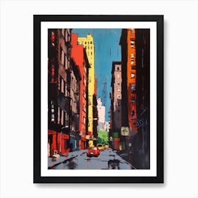 Painting Of A New York With A Cat In The Style Of Of Pop Art 1 Art Print